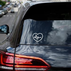 Heartbeat Inside a Heart Vinyl Decal Sticker, Heartbeat Design with Heart Decal